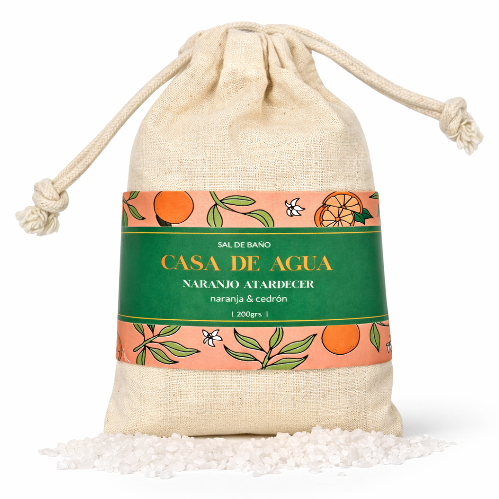 sal de bano aromatica con naranja y cedron

